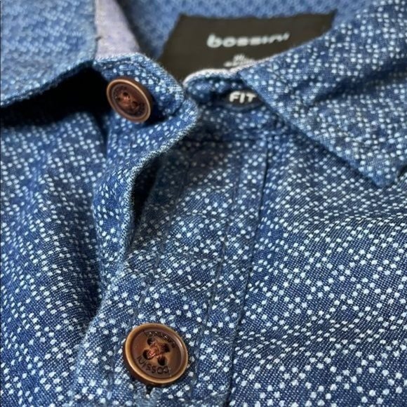 BOSSINI MEN'S Slim Fit Button Down Shirt Blue Size XL - Picture 5 of 11